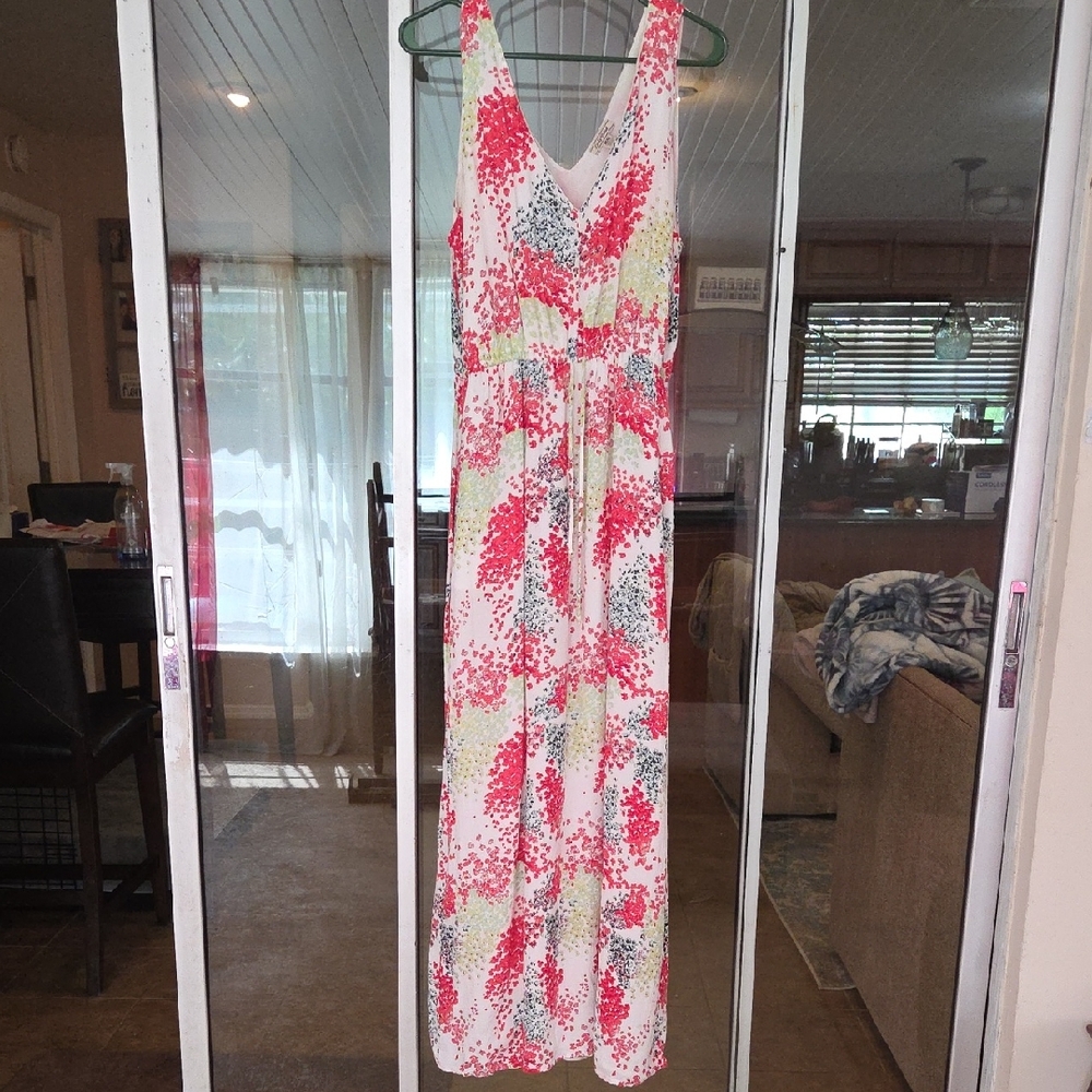 Lucky Brand Floral Maxi Dress - Red, Yellow, Blue